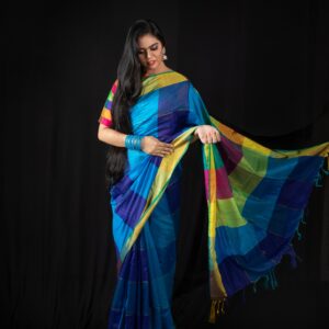 Blue and colour Saree